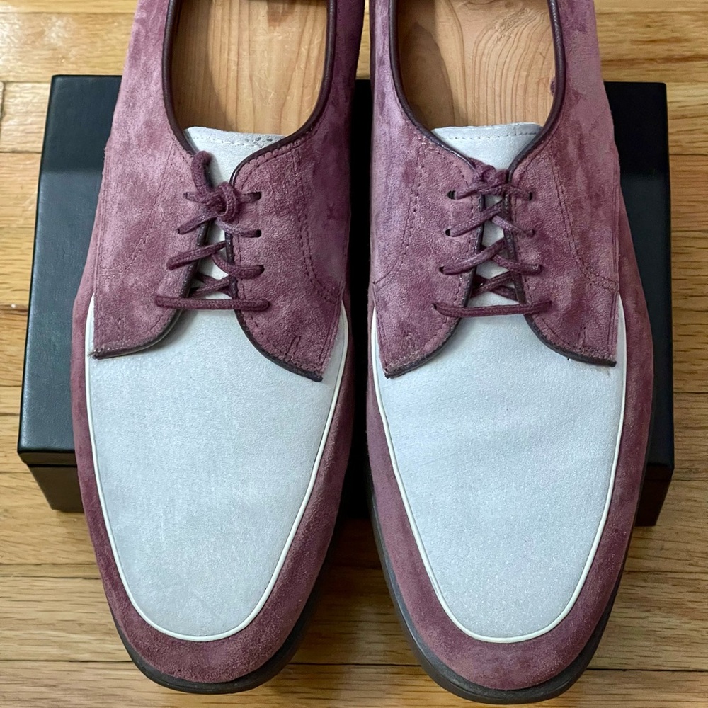 Hush Puppies Men's Plum and White Suede Oxfords